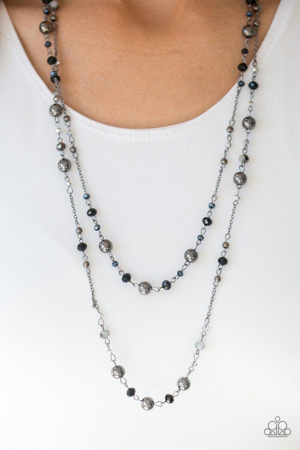 Grotto Glow Gunmetal Black Necklace - Paparazzi Accessories-CarasShop.com - $5 Jewelry by Cara Jewels