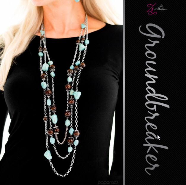 Groundbreaker 2017 Zi Collection Necklace and matching Earrings - Paparazzi Accessories-CarasShop.com - $5 Jewelry by Cara Jewels