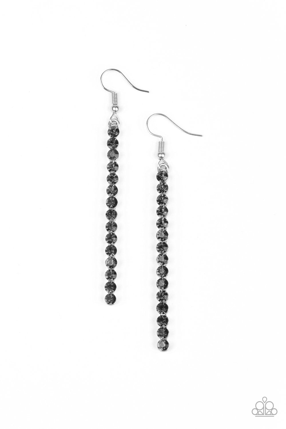 Grunge Meets Glamour Silver Smoky Gem Earrings - Paparazzi Accessories-CarasShop.com - $5 Jewelry by Cara Jewels