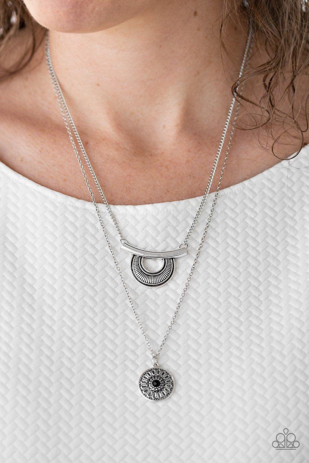 Gypsy Go-Getter Silver and Black Necklace - Paparazzi Accessories-CarasShop.com - $5 Jewelry by Cara Jewels