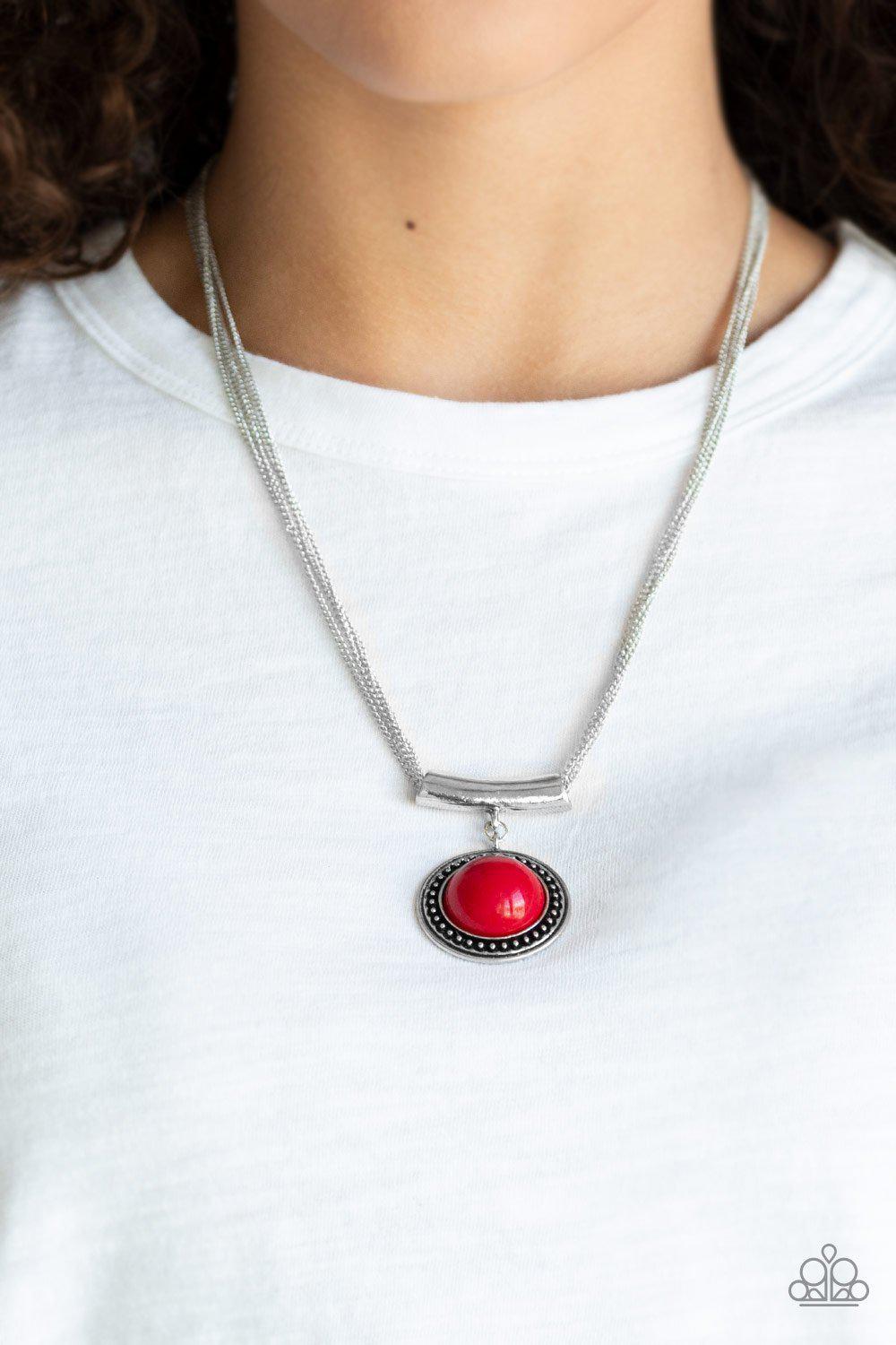 Gypsy Gulf Red and Silver Necklace - Paparazzi Accessories-CarasShop.com - $5 Jewelry by Cara Jewels