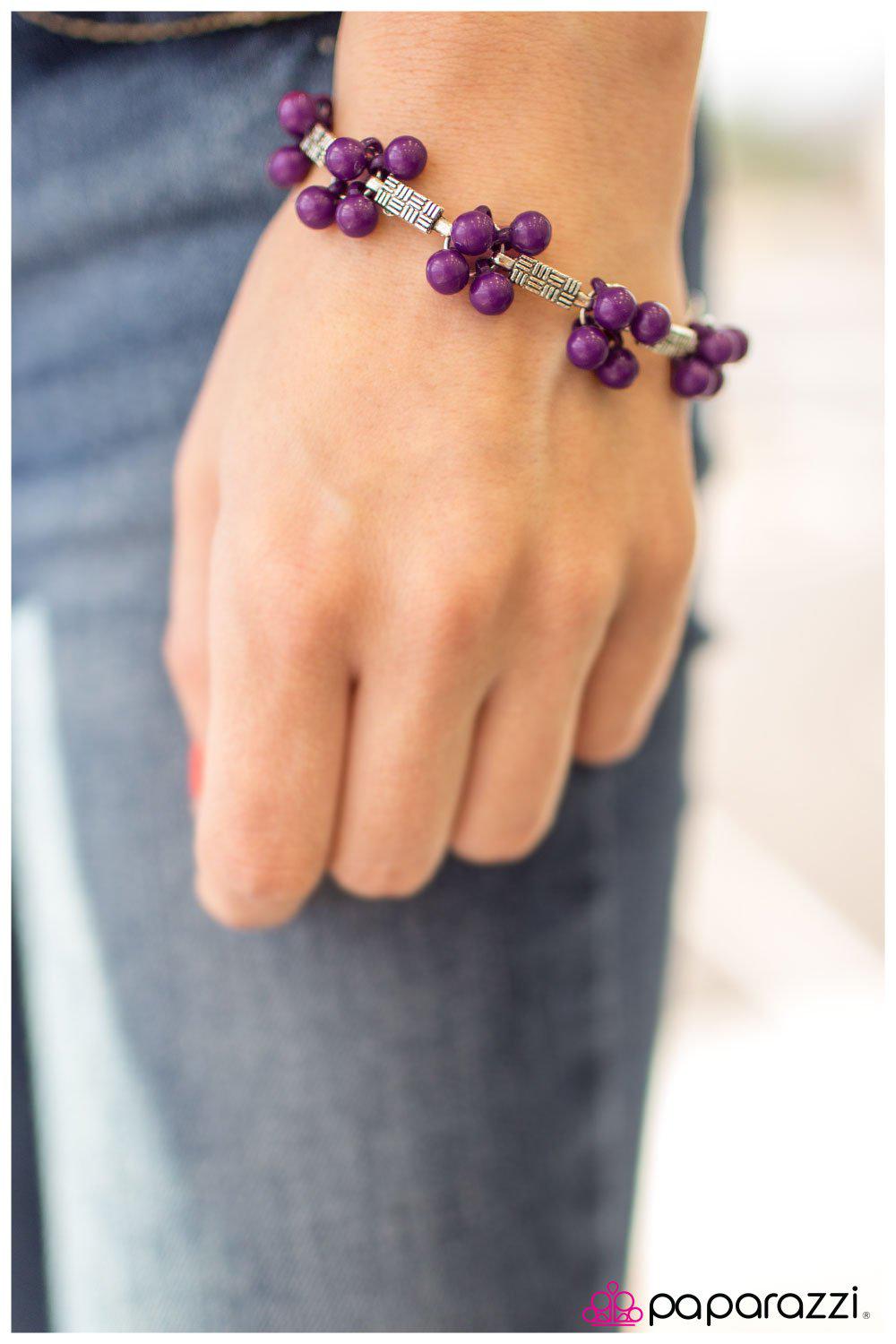 Hakuna Matata Purple and Silver Bracelet - Paparazzi Accessories-CarasShop.com - $5 Jewelry by Cara Jewels