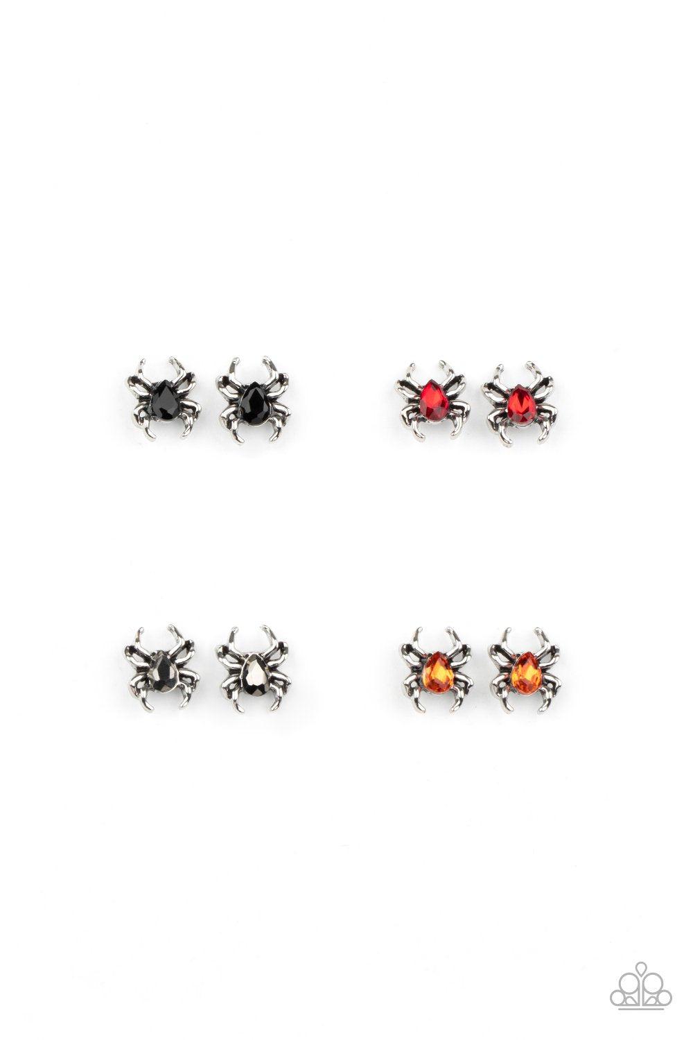 Halloween Themed Starlet Shimmer Children&#39;s Spider Post Earrings (2020) - Paparazzi Accessories (set of 5 pairs)-CarasShop.com - $5 Jewelry by Cara Jewels