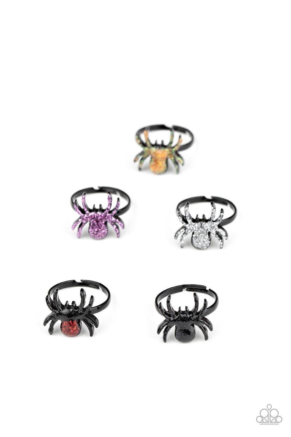 Halloween Themed Starlet Shimmer Children&#39;s Spider Rings 2020 - Paparazzi Accessories (set of 5)-CarasShop.com - $5 Jewelry by Cara Jewels