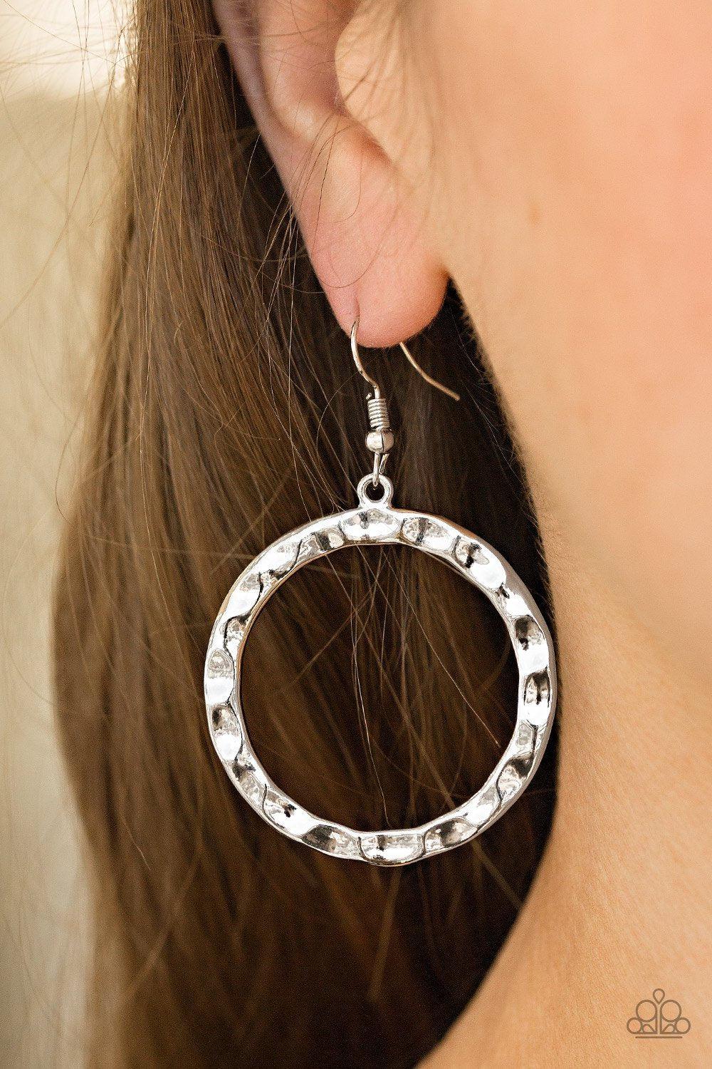 Hammer Time Silver Earrings - Paparazzi Accessories-CarasShop.com - $5 Jewelry by Cara Jewels