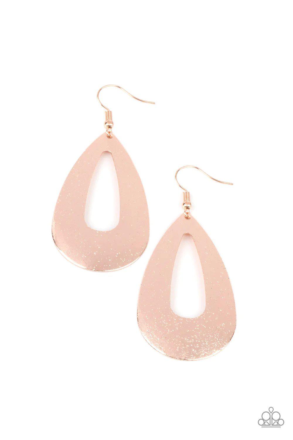 Hand It OVAL! Rose Gold Earrings - Paparazzi Accessories- lightbox - CarasShop.com - $5 Jewelry by Cara Jewels