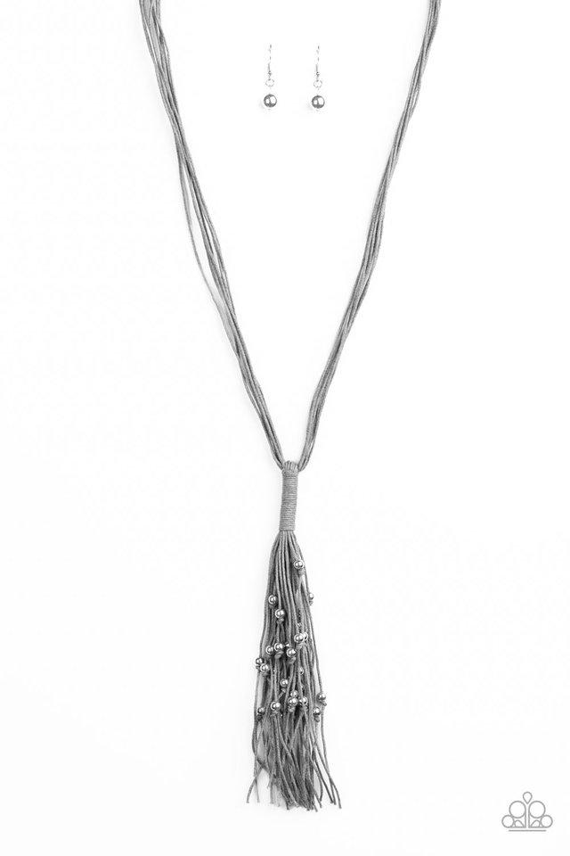Hand-Knotted Knockout Silver Necklace - Paparazzi Accessories - lightbox -CarasShop.com - $5 Jewelry by Cara Jewels