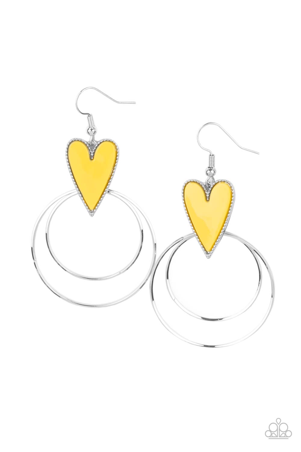 Happily Ever Hearts Yellow Heart Earrings - Paparazzi Accessories- lightbox - CarasShop.com - $5 Jewelry by Cara Jewels