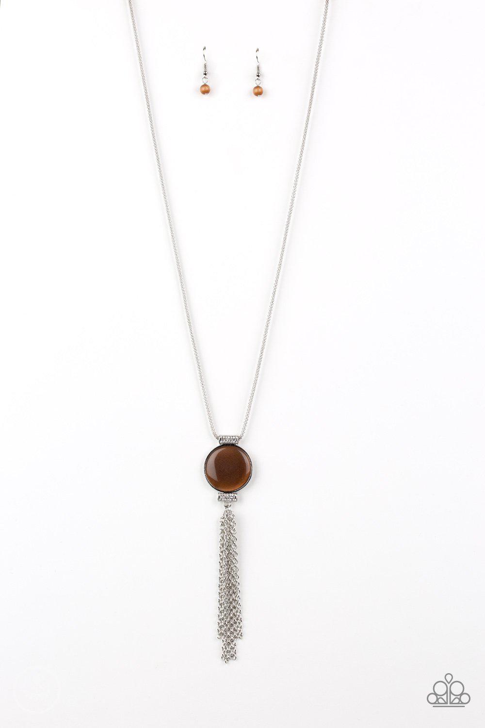 Happy As Can BEAM Brown Cat's Eye Stone Necklace - Paparazzi Accessories - lightbox -CarasShop.com - $5 Jewelry by Cara Jewels