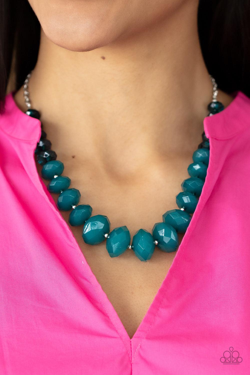 Happy-GLOW-Lucky Blue Necklace - Paparazzi Accessories- lightbox - CarasShop.com - $5 Jewelry by Cara Jewels