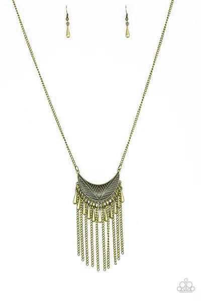 Happy Is The Huntress Brass Necklace - Paparazzi Accessories- lightbox - CarasShop.com - $5 Jewelry by Cara Jewels