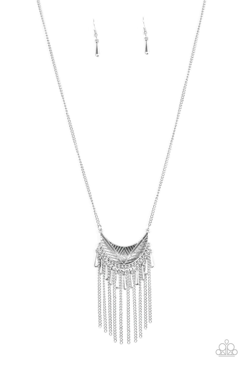 Happy Is The Huntress Silver Necklace - Paparazzi Accessories-CarasShop.com - $5 Jewelry by Cara Jewels
