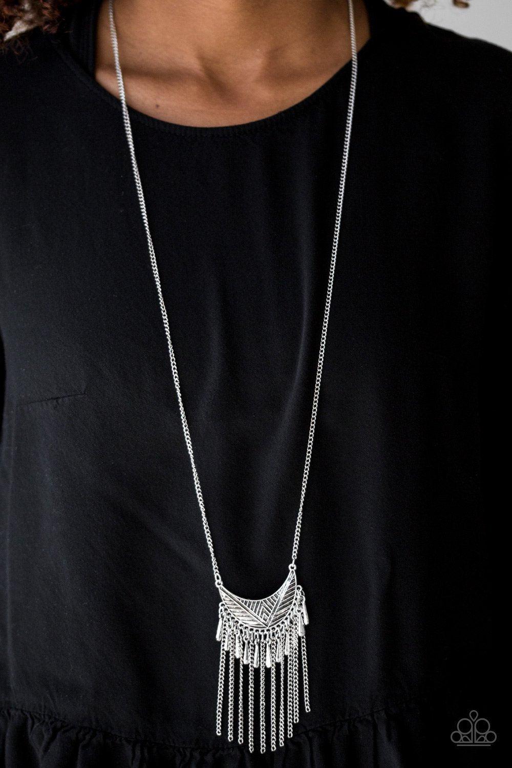Happy Is The Huntress Silver Necklace - Paparazzi Accessories-CarasShop.com - $5 Jewelry by Cara Jewels