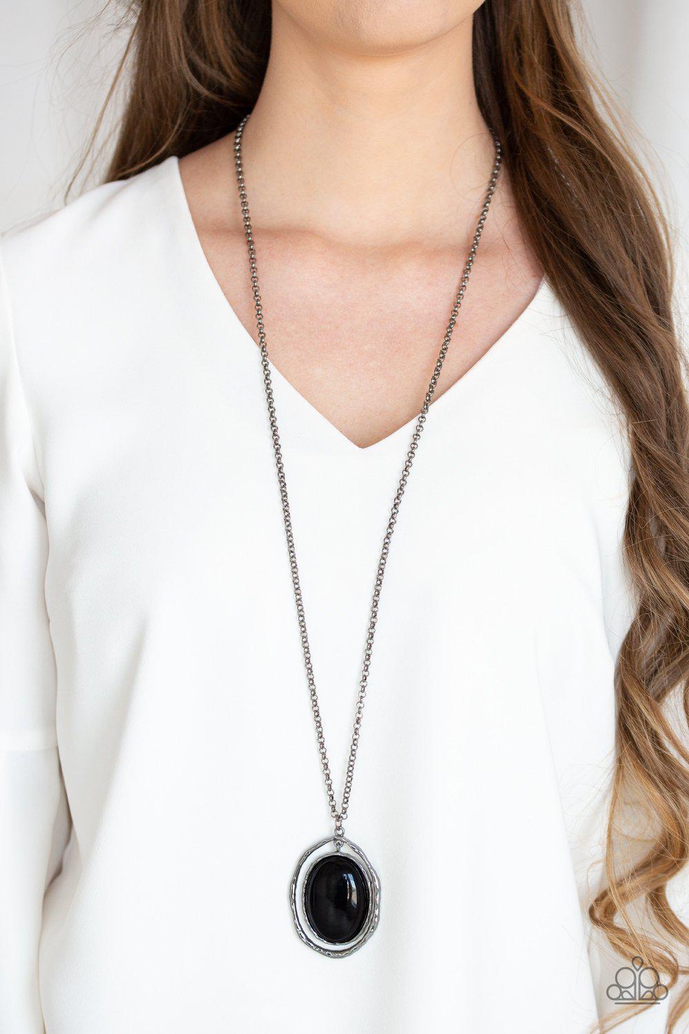 Harbor Harmony Black and Gunmetal Necklace - Paparazzi Accessories-CarasShop.com - $5 Jewelry by Cara Jewels