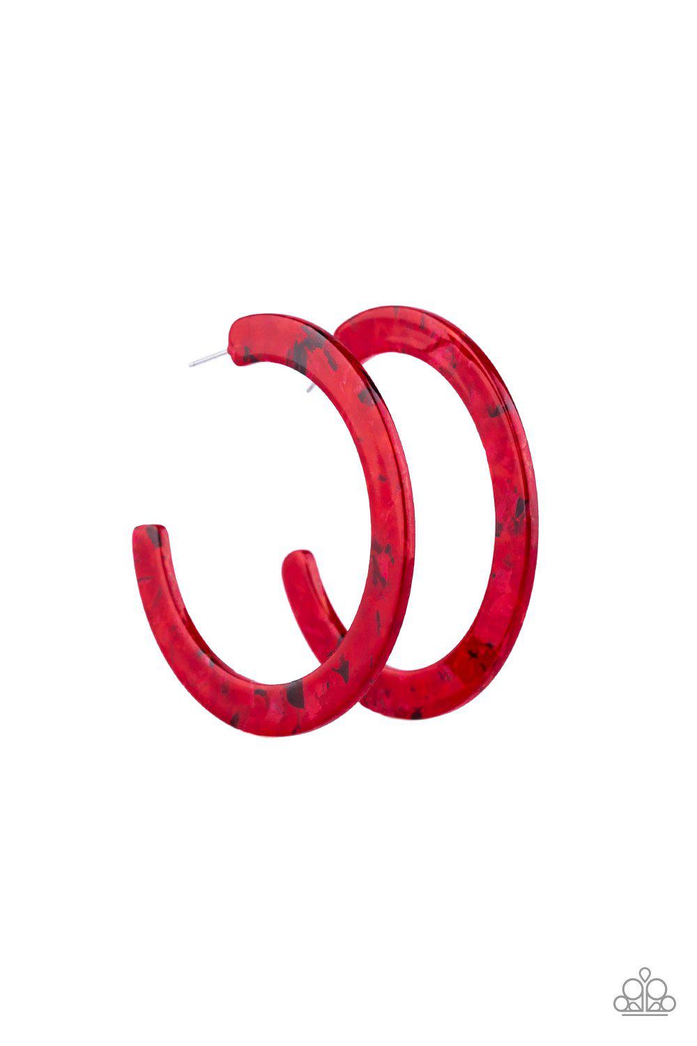 Haute Tamale Red Acrylic Hoop Earrings - Paparazzi Accessories-CarasShop.com - $5 Jewelry by Cara Jewels