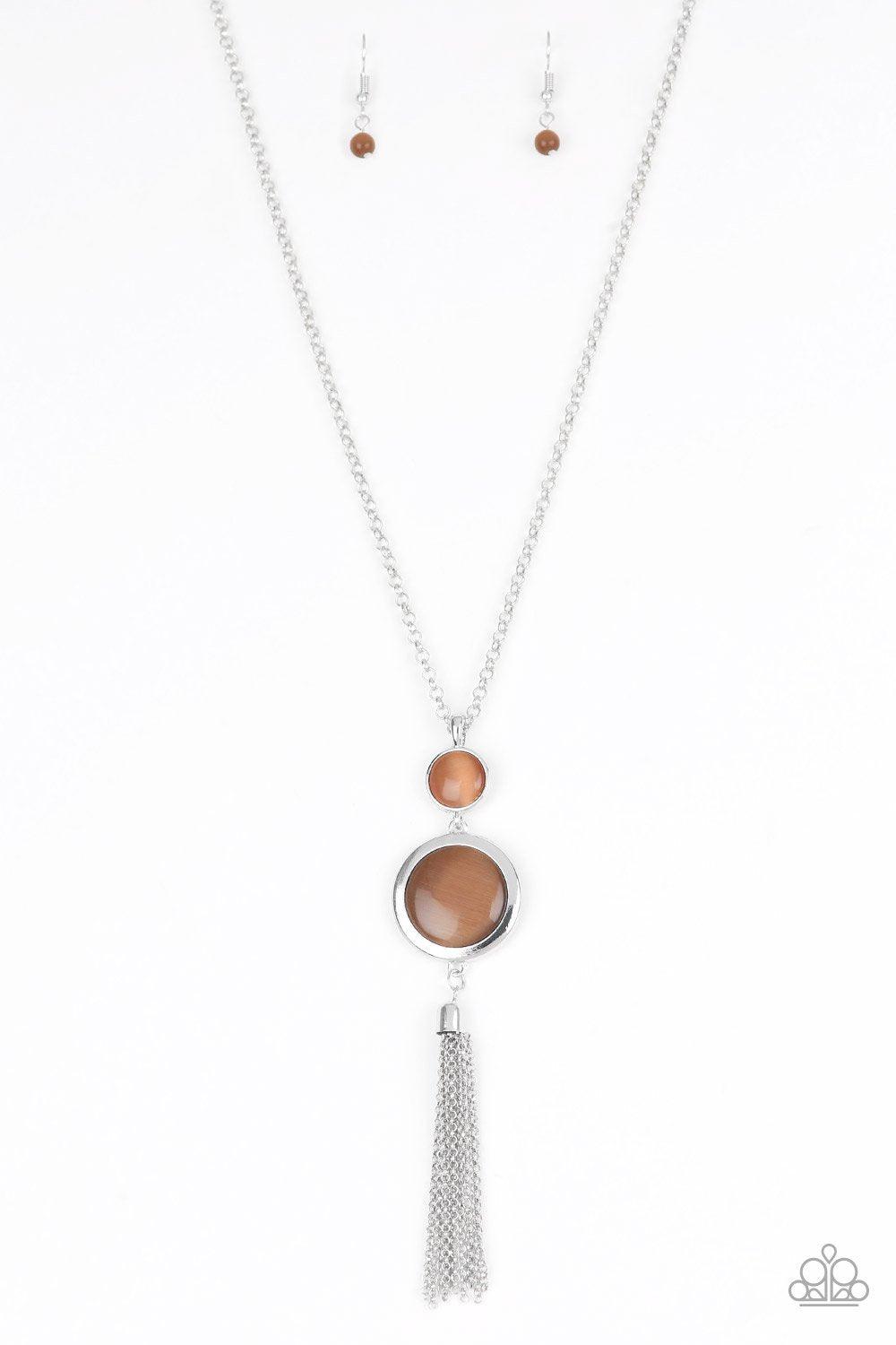 Have Some Common SENSEI Brown Moonstone Necklace and matching Earrings - Paparazzi Accessories-CarasShop.com - $5 Jewelry by Cara Jewels