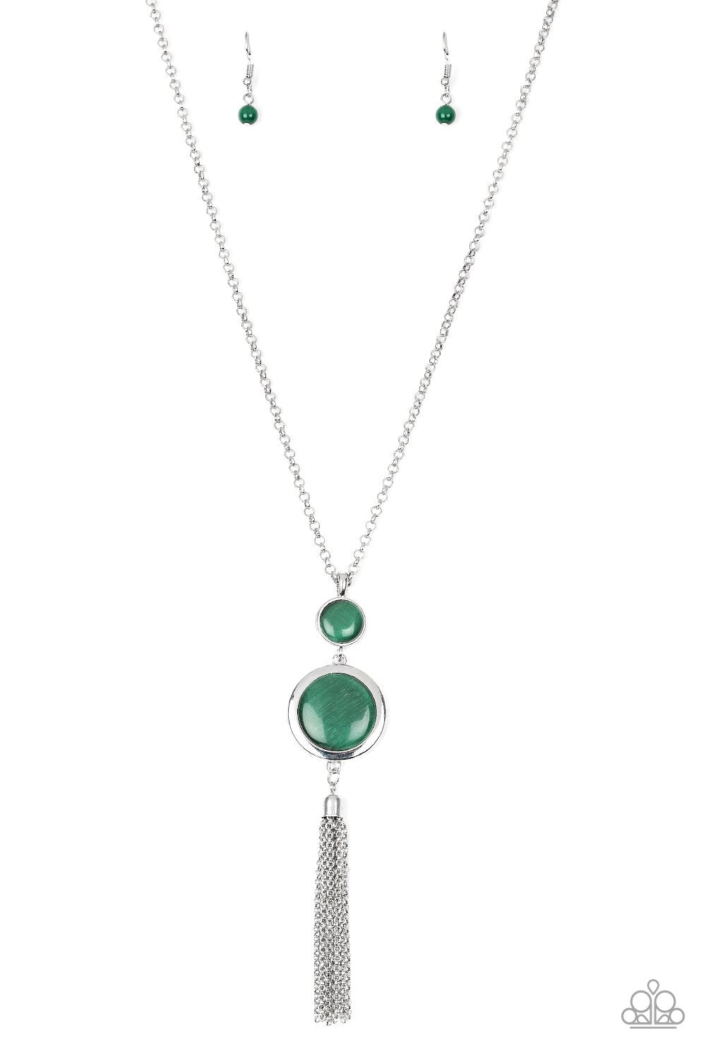 Have Some Common SENSEI Green Moonstone Necklace and matching Earrings - Paparazzi Accessories-CarasShop.com - $5 Jewelry by Cara Jewels