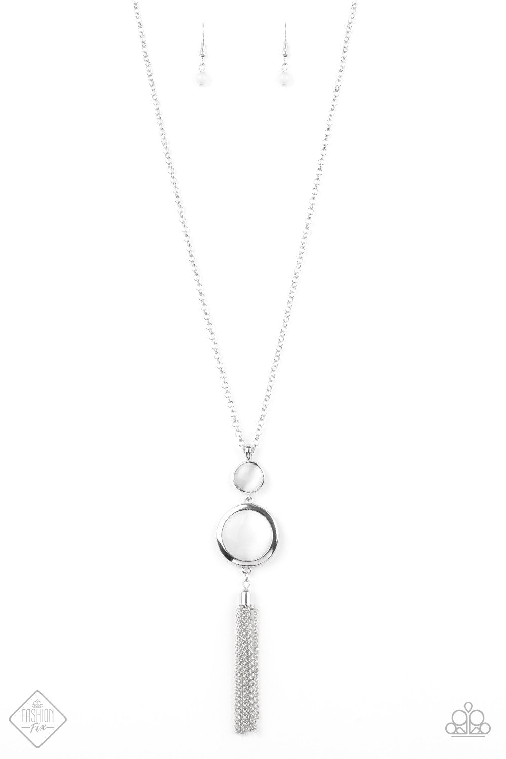 Have Some Common Sensei Long White Moonstone Necklace - Paparazzi Accessories-CarasShop.com - $5 Jewelry by Cara Jewels