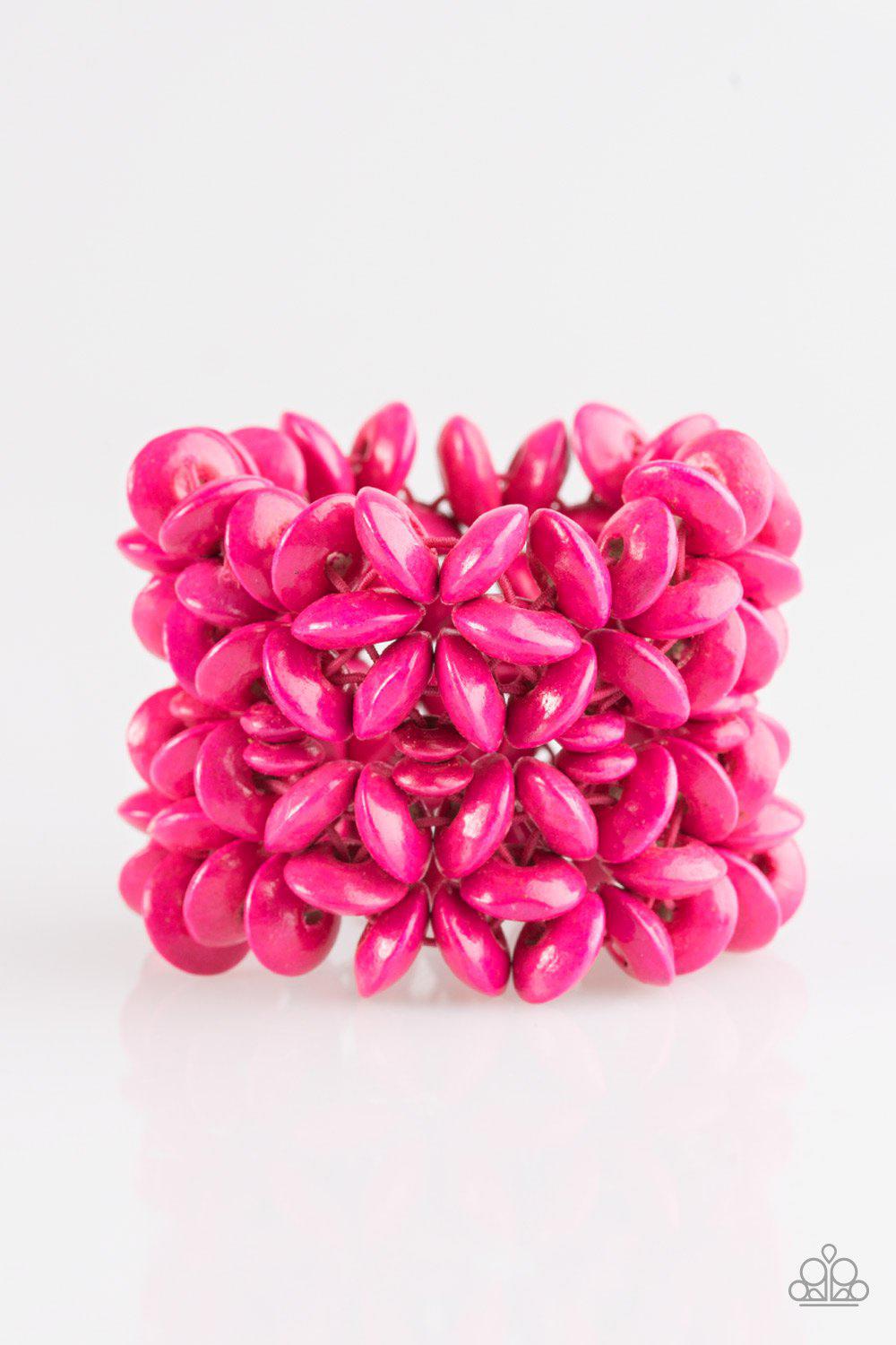 Hawaii Haven Pink Wood Bracelet - Paparazzi Accessories-CarasShop.com - $5 Jewelry by Cara Jewels