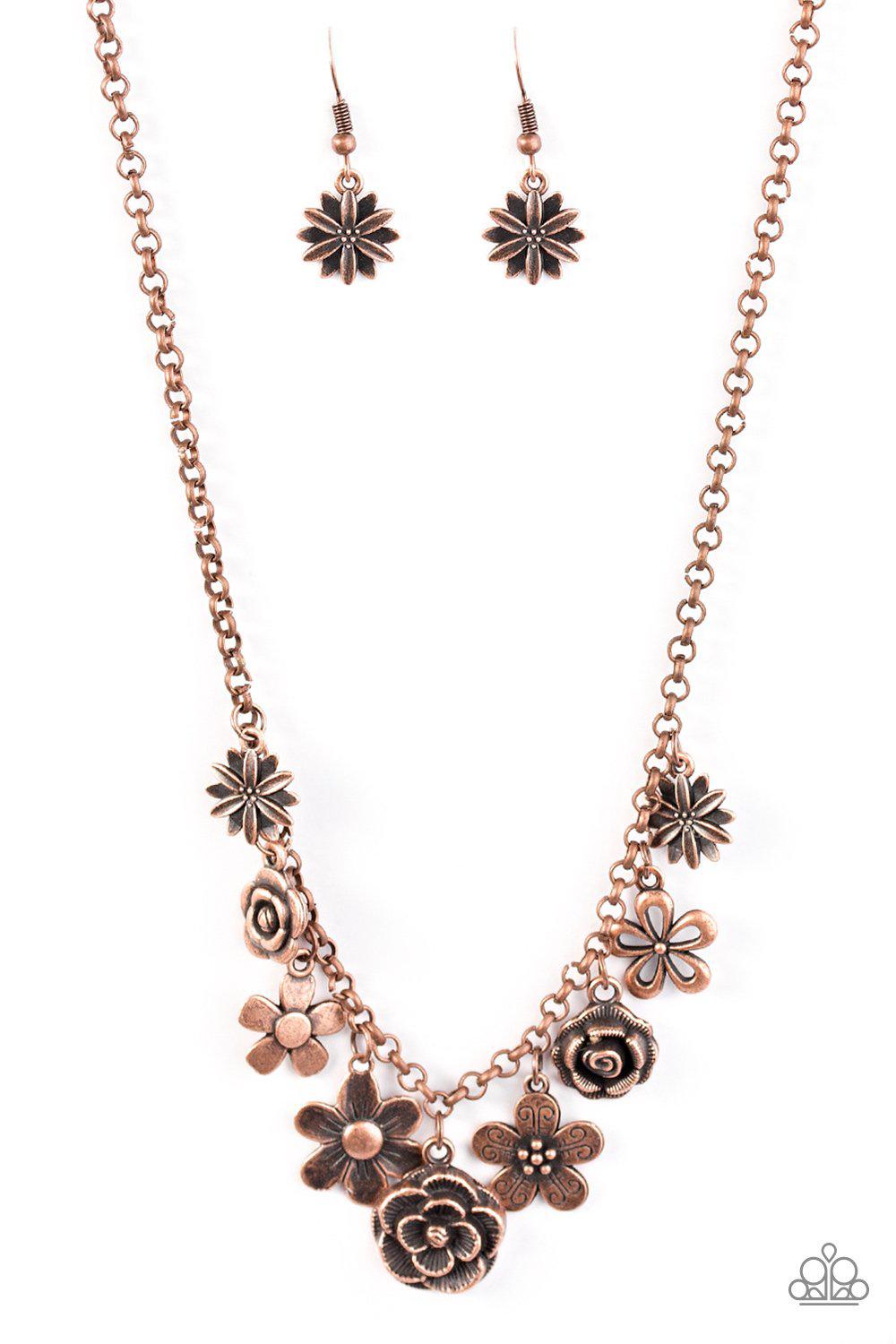 Head Over Roses Copper Flower Necklace - Paparazzi Accessories-CarasShop.com - $5 Jewelry by Cara Jewels