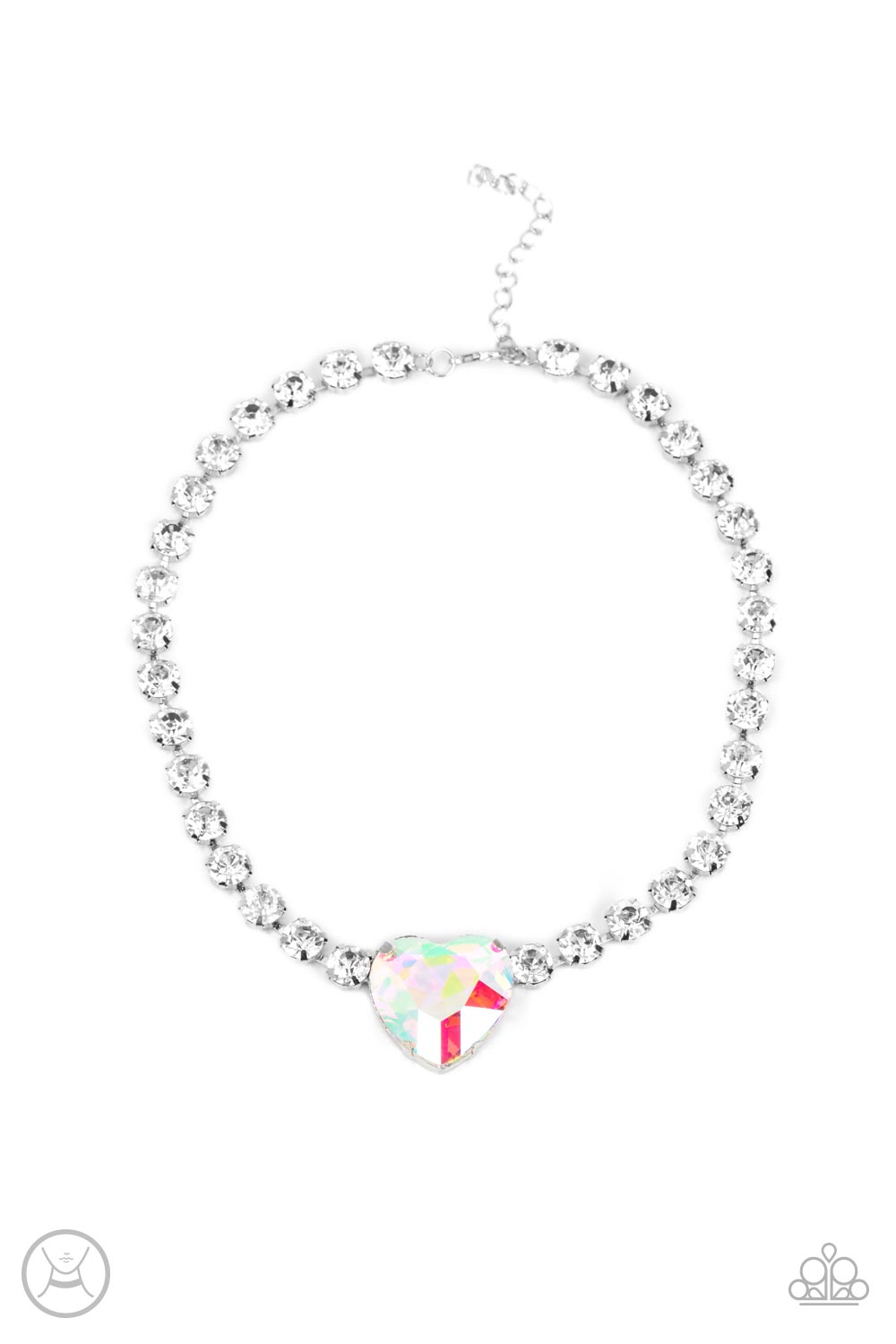 Heart in My Throat Multi Iridescent Rhinestone Choker Necklace - Paparazzi Accessories- lightbox - CarasShop.com - $5 Jewelry by Cara Jewels