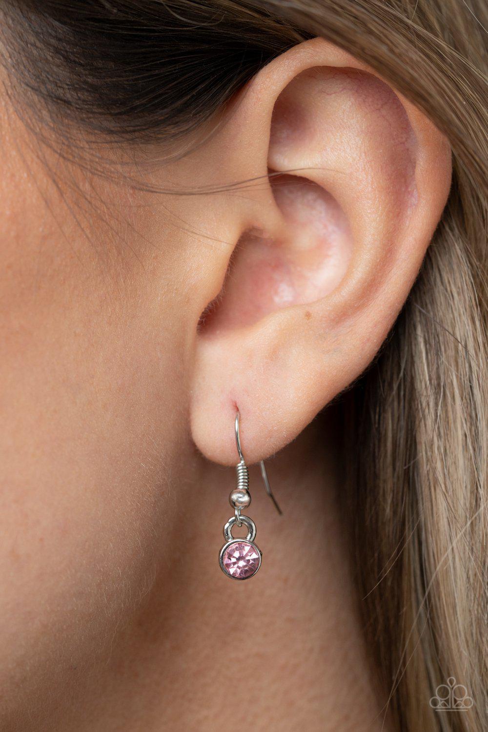 Heart-Warming Glow Pink Rhinestone Heart Necklace - Paparazzi Accessories-CarasShop.com - $5 Jewelry by Cara Jewels