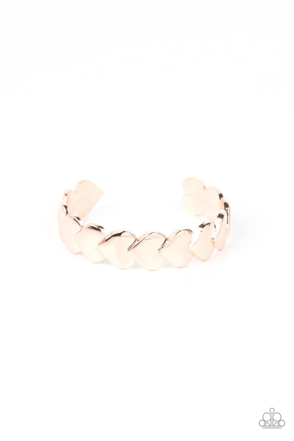 Hearts Galore Rose Gold Cuff Bracelet - Paparazzi Accessories- lightbox - CarasShop.com - $5 Jewelry by Cara Jewels