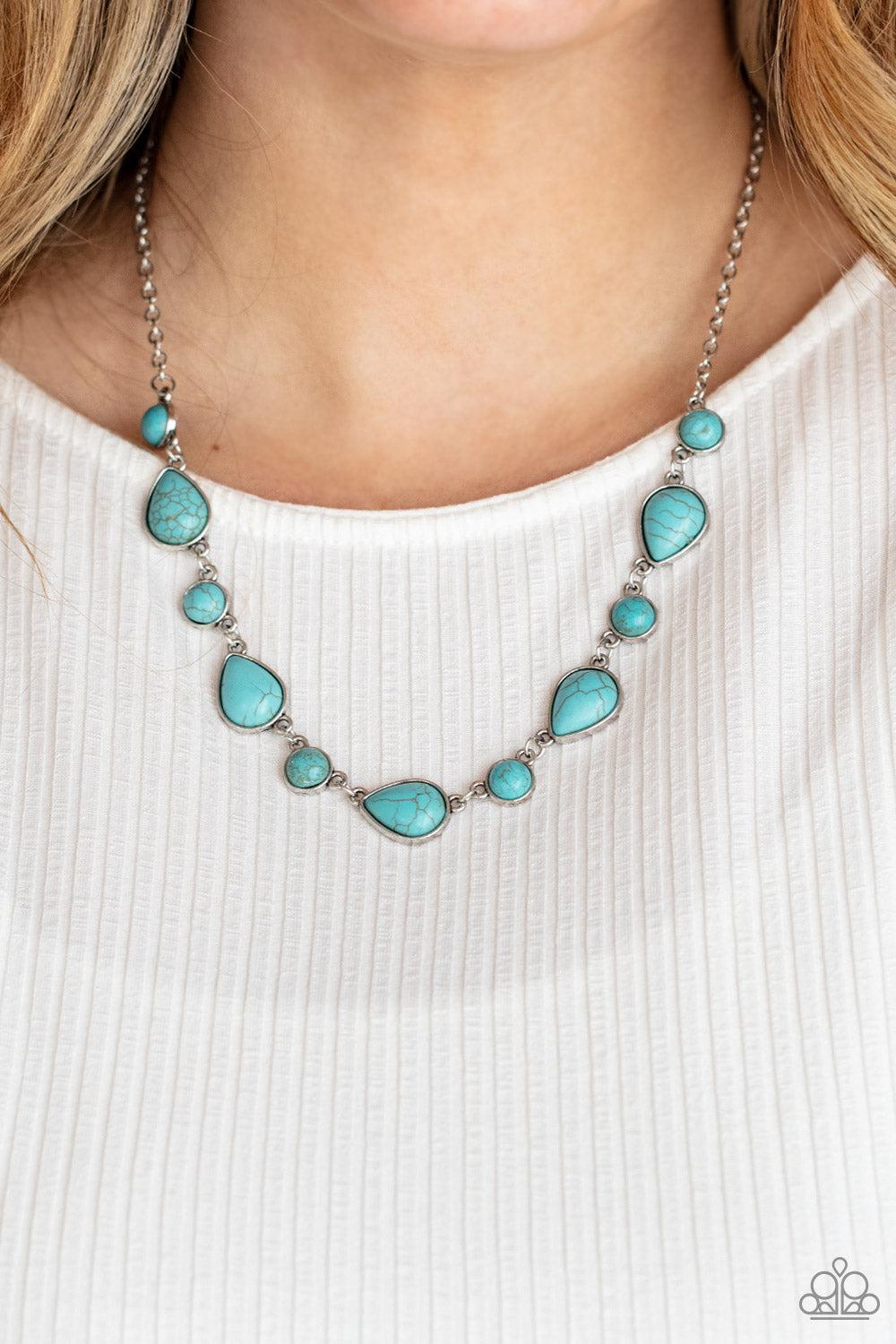 Heavenly Teardrops Turquoise Blue Stone Necklace - Paparazzi Accessories- on model - CarasShop.com - $5 Jewelry by Cara Jewels