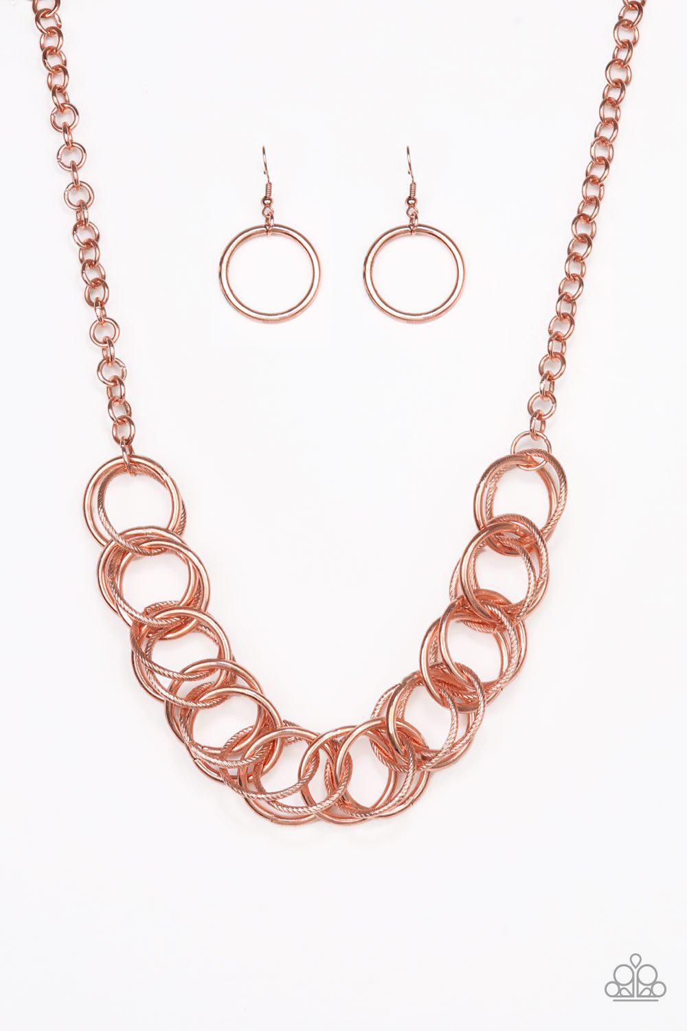 Heavy Metal Hero Copper Necklace - Paparazzi Accessories - lightbox -CarasShop.com - $5 Jewelry by Cara Jewels