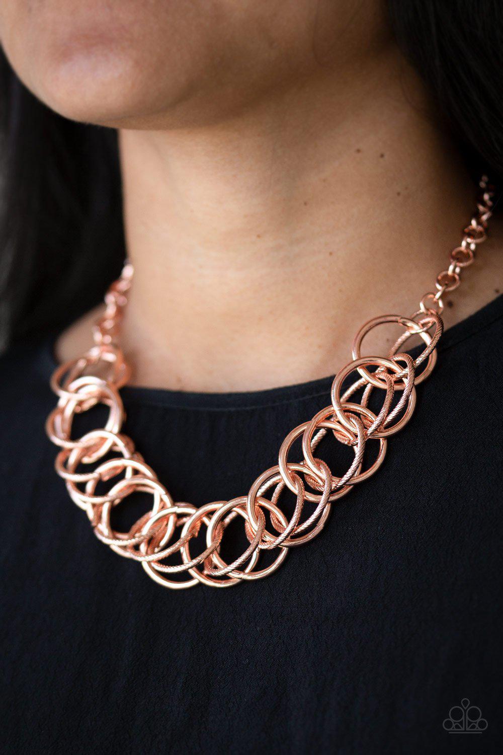 Heavy Metal Hero Copper Necklace - Paparazzi Accessories - model -CarasShop.com - $5 Jewelry by Cara Jewels
