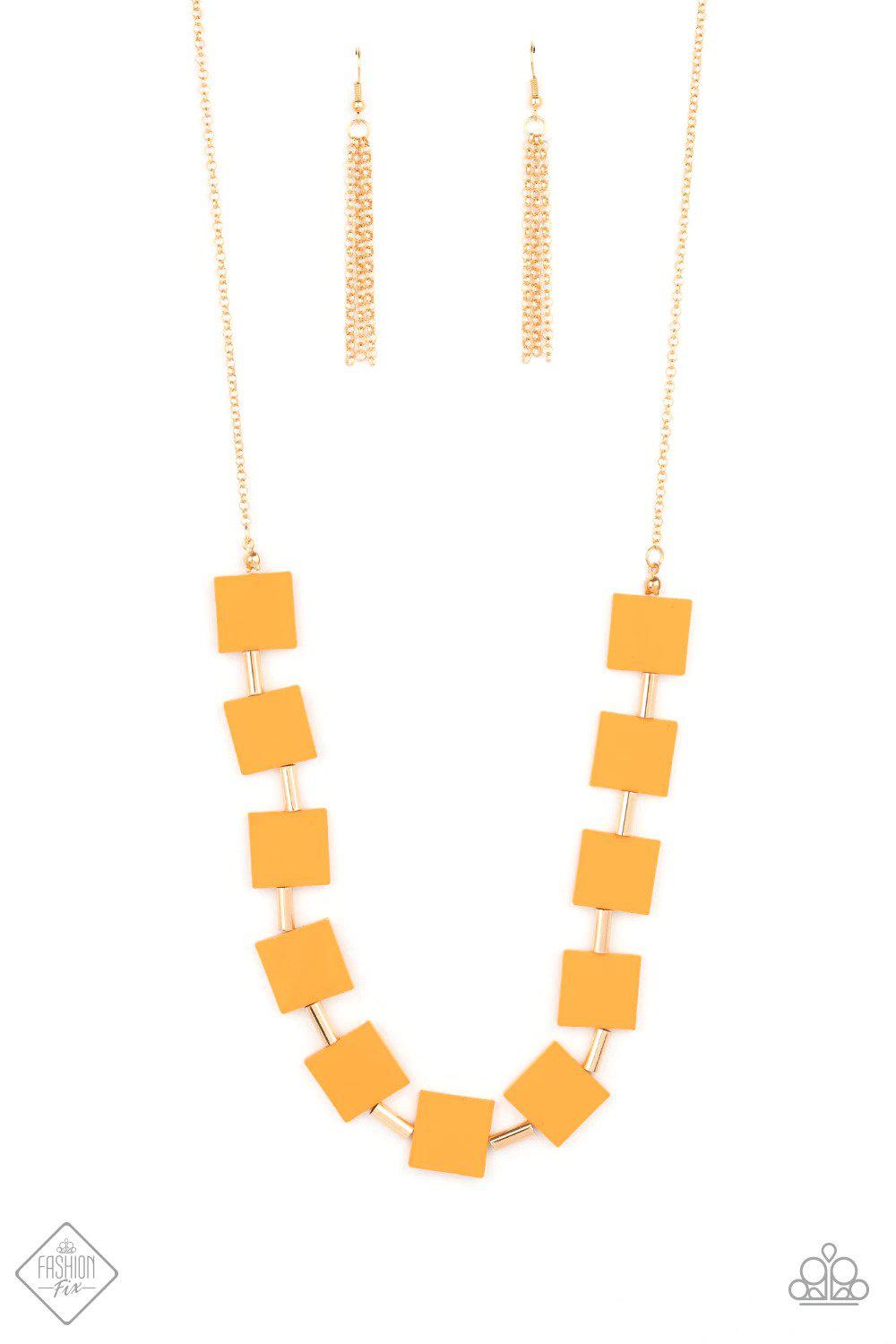 Hello, Material Girl Orange Necklace - Paparazzi Accessories- lightbox - CarasShop.com - $5 Jewelry by Cara Jewels