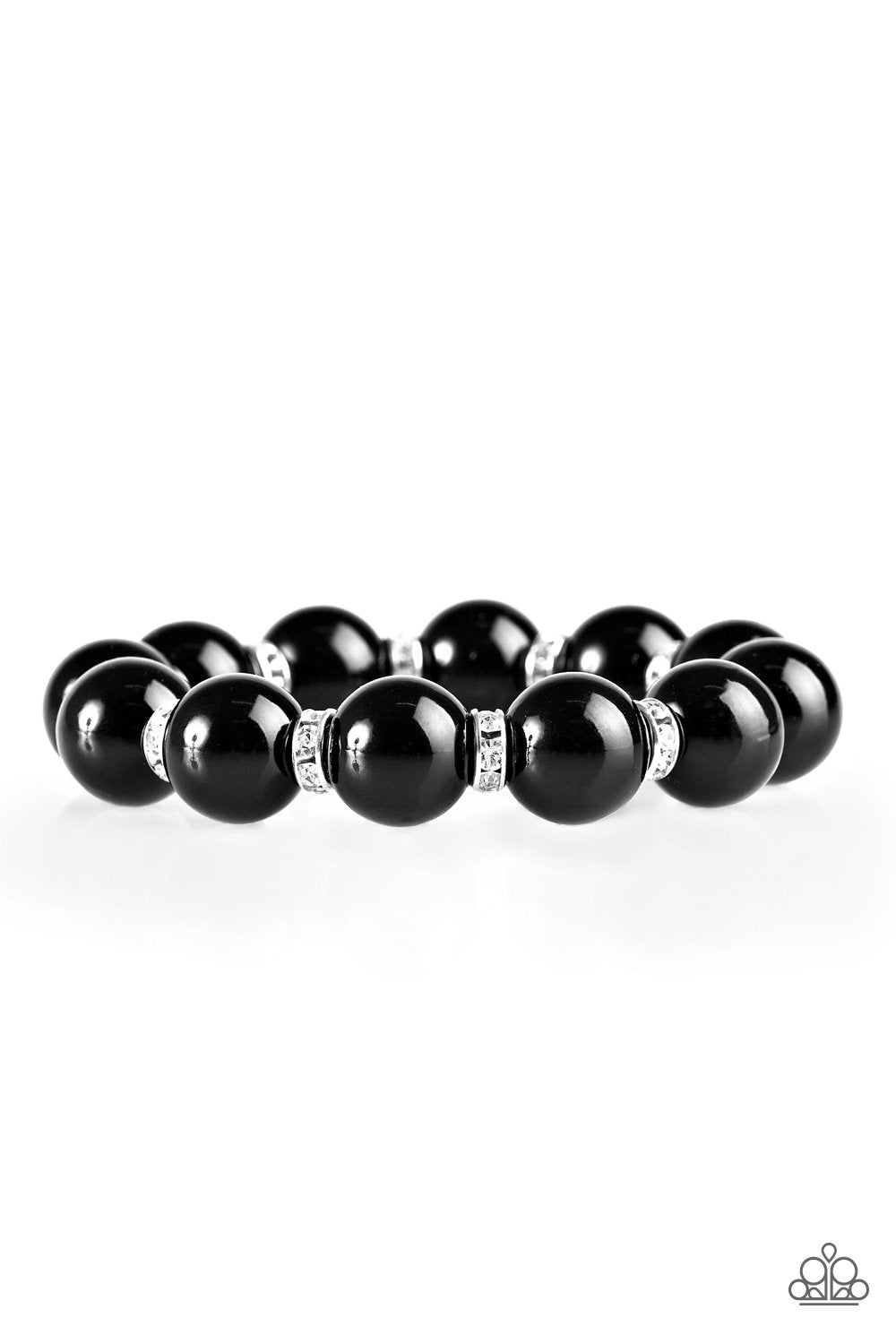 Here Comes The Bridesmaid Black Stretch Bracelet - Paparazzi Accessories-CarasShop.com - $5 Jewelry by Cara Jewels