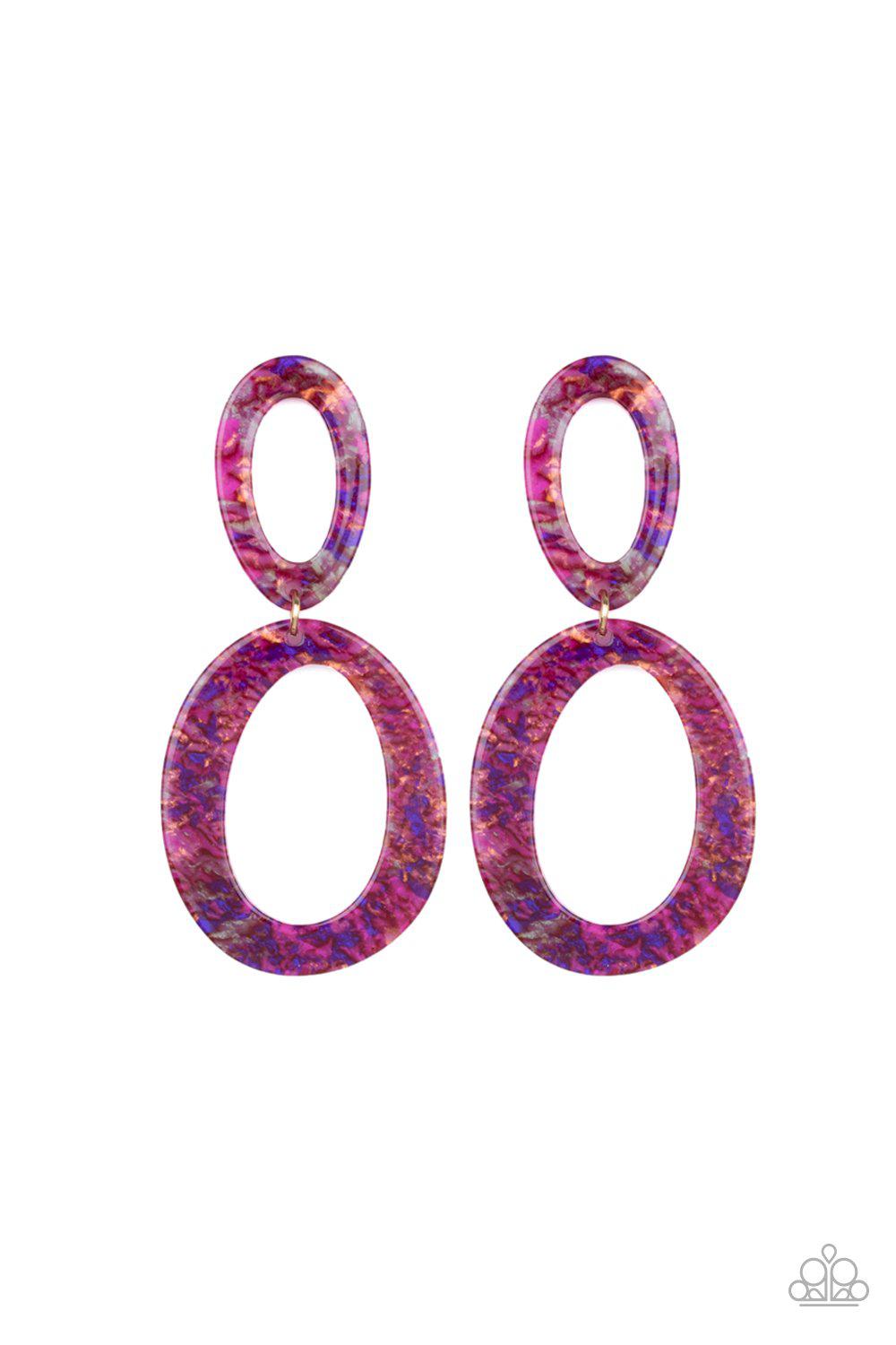 Hey, HAUTE Rod Multi-color Acrylic Post Earrings - Paparazzi Accessories-CarasShop.com - $5 Jewelry by Cara Jewels
