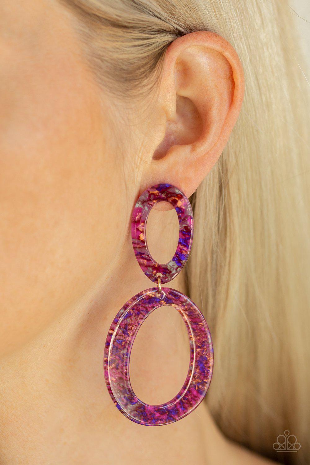 Hey, HAUTE Rod Multi-color Acrylic Post Earrings - Paparazzi Accessories-CarasShop.com - $5 Jewelry by Cara Jewels
