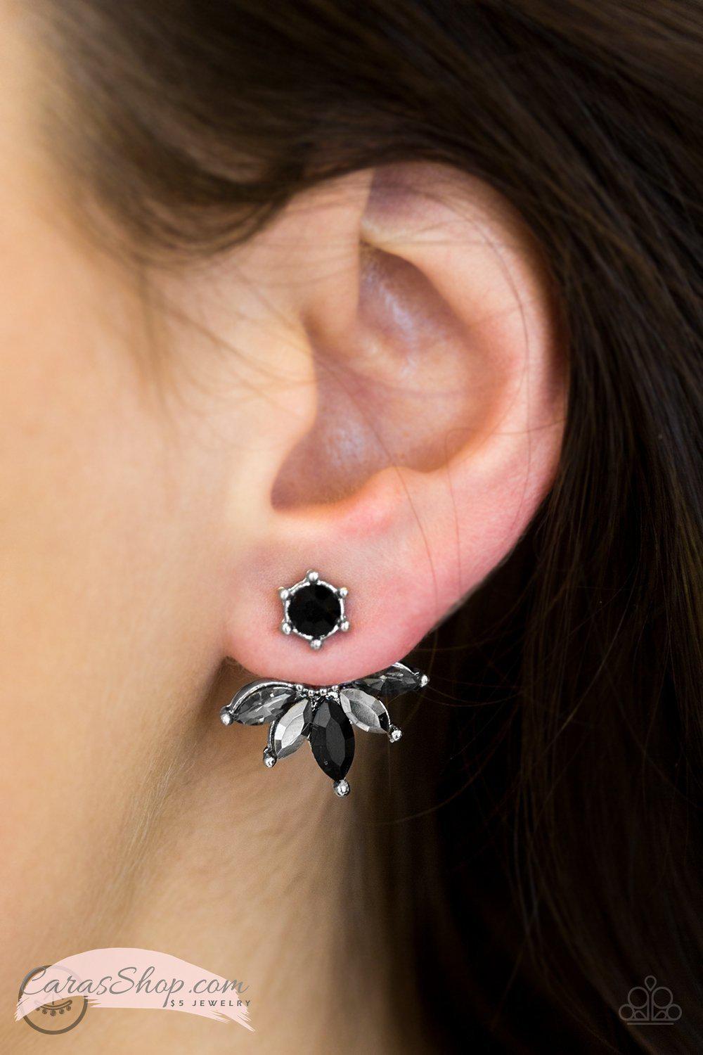 Hidden Talent Black double-sided Post Earrings - Paparazzi Accessories-CarasShop.com - $5 Jewelry by Cara Jewels