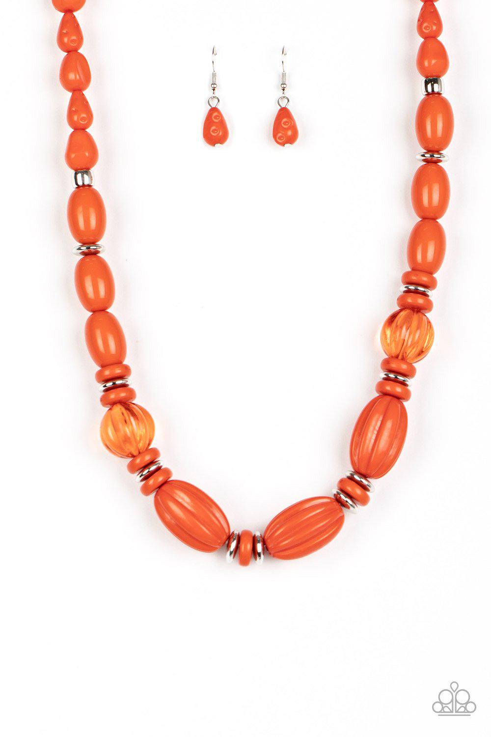 High Alert Orange Necklace - Paparazzi Accessories - lightbox -CarasShop.com - $5 Jewelry by Cara Jewels