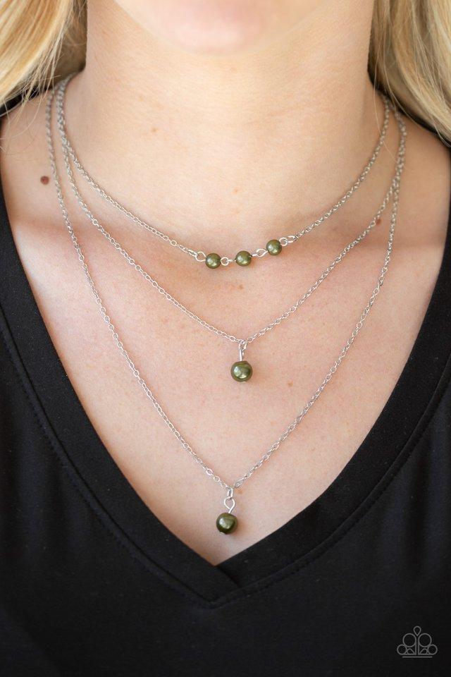 High Heels and Hustle Green Pearl Necklace - Paparazzi Accessories - model -CarasShop.com - $5 Jewelry by Cara Jewels