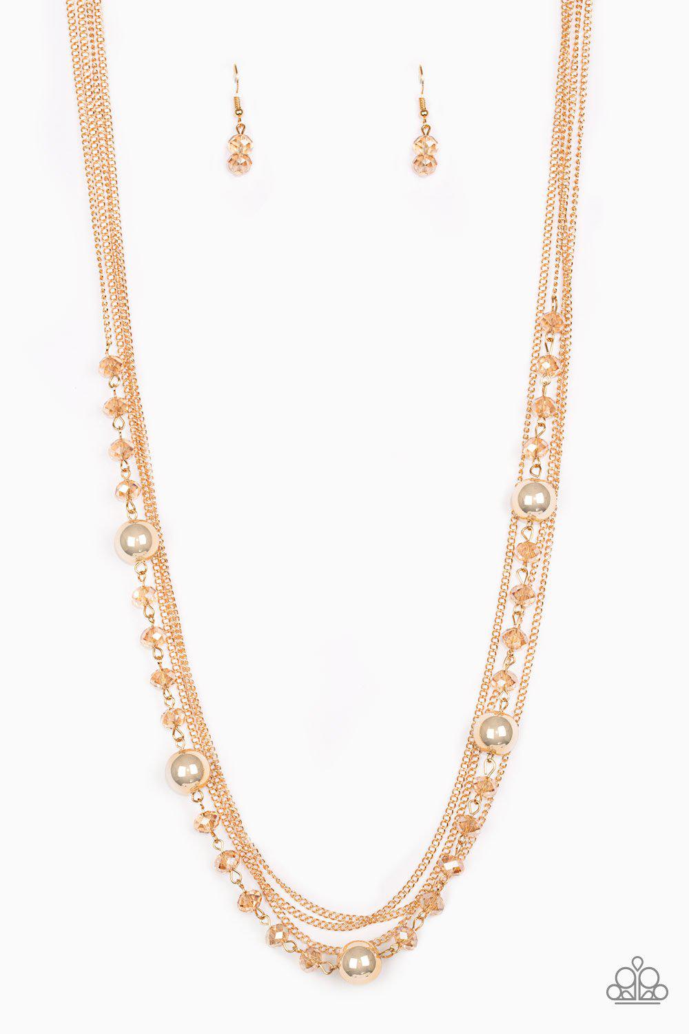 High Standards Gold Necklace - Paparazzi Accessories-CarasShop.com - $5 Jewelry by Cara Jewels