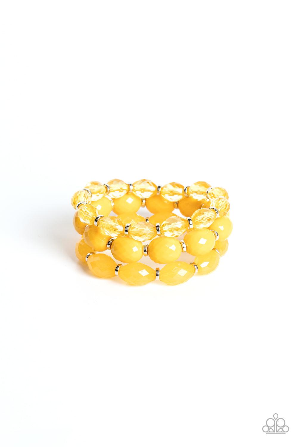 High Tide Hammock Yellow Bracelet - Paparazzi Accessories- lightbox - CarasShop.com - $5 Jewelry by Cara Jewels