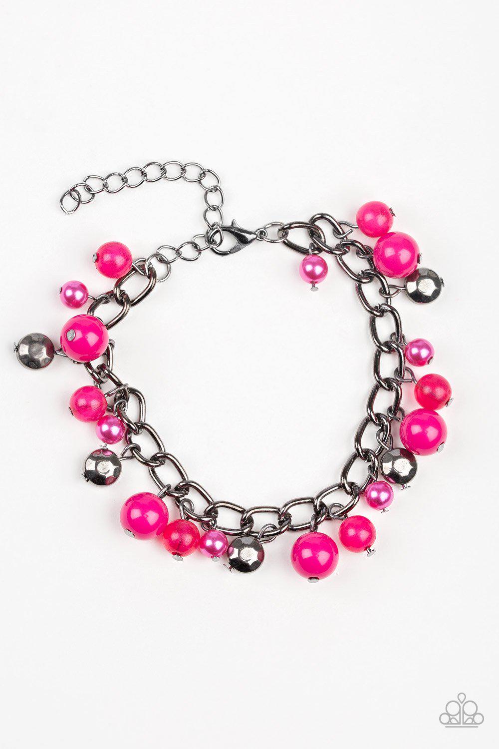 Hold My Drink Pink and Gunmetal Bracelet - Paparazzi Accessories- lightbox - CarasShop.com - $5 Jewelry by Cara Jewels