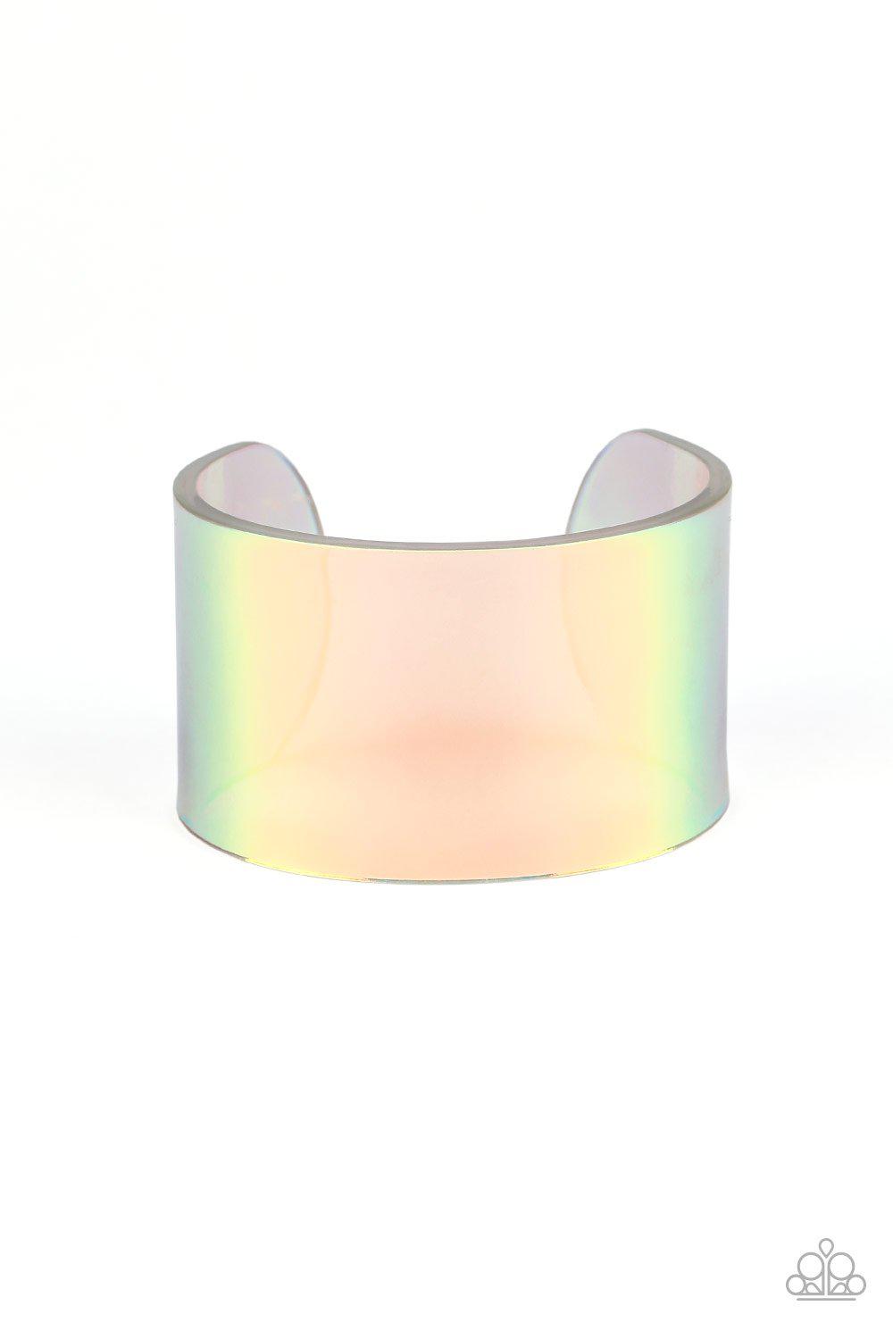 Holographic Aura Multi-colored Acrylic Cuff Bracelet - Paparazzi Accessories Convention Exclusive-CarasShop.com - $5 Jewelry by Cara Jewels