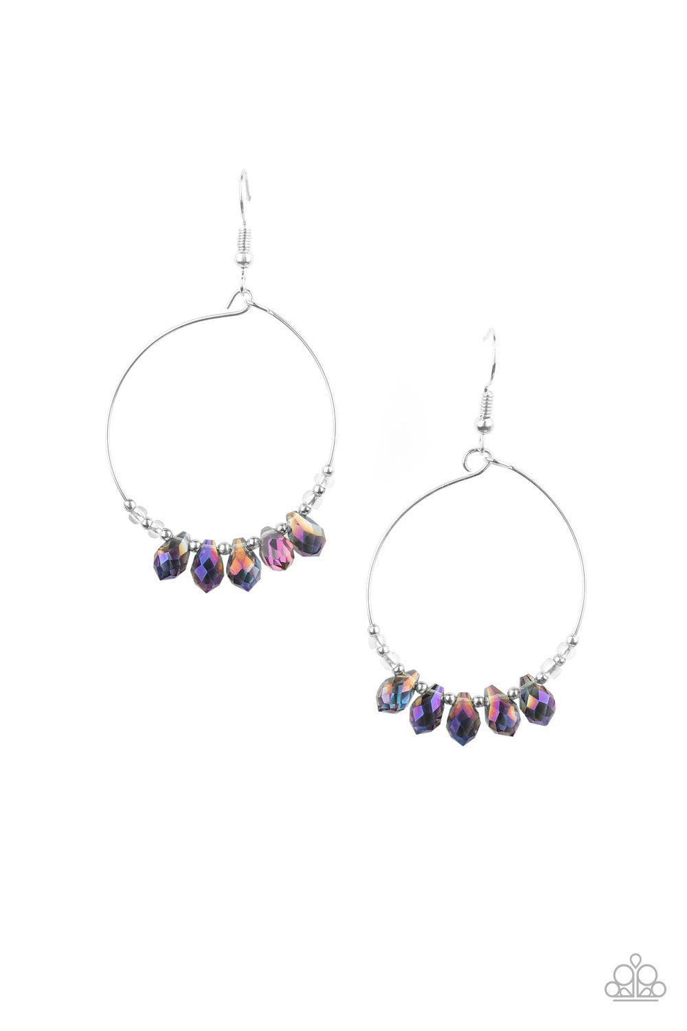 Holographic Hoops Purple Iridescent Earrings - Paparazzi Accessories - lightbox -CarasShop.com - $5 Jewelry by Cara Jewels