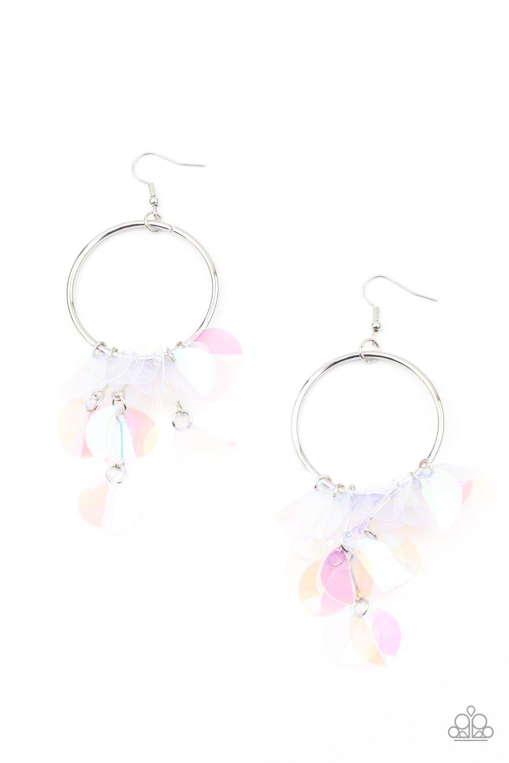 Holographic Hype Multi Iridescent Sequin Earrings - Paparazzi Accessories Life of the Party Exclusive May 2021- lightbox - CarasShop.com - $5 Jewelry by Cara Jewels