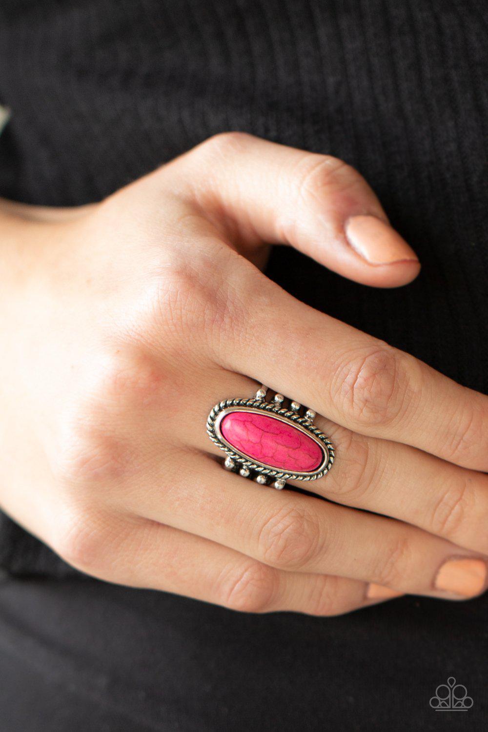 Home On The RANCH Pink Stone Ring - Paparazzi Accessories- model - CarasShop.com - $5 Jewelry by Cara Jewels