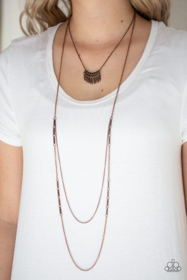 Homestead Harvest Copper Necklace - Paparazzi Accessories-on model - CarasShop.com - $5 Jewelry by Cara Jewels