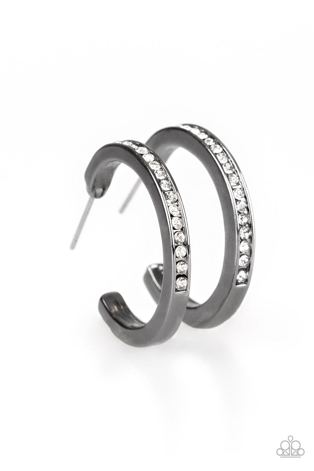 Hoop Haven Gunmetal Black Hoop Earrings - Paparazzi Accessories-CarasShop.com - $5 Jewelry by Cara Jewels