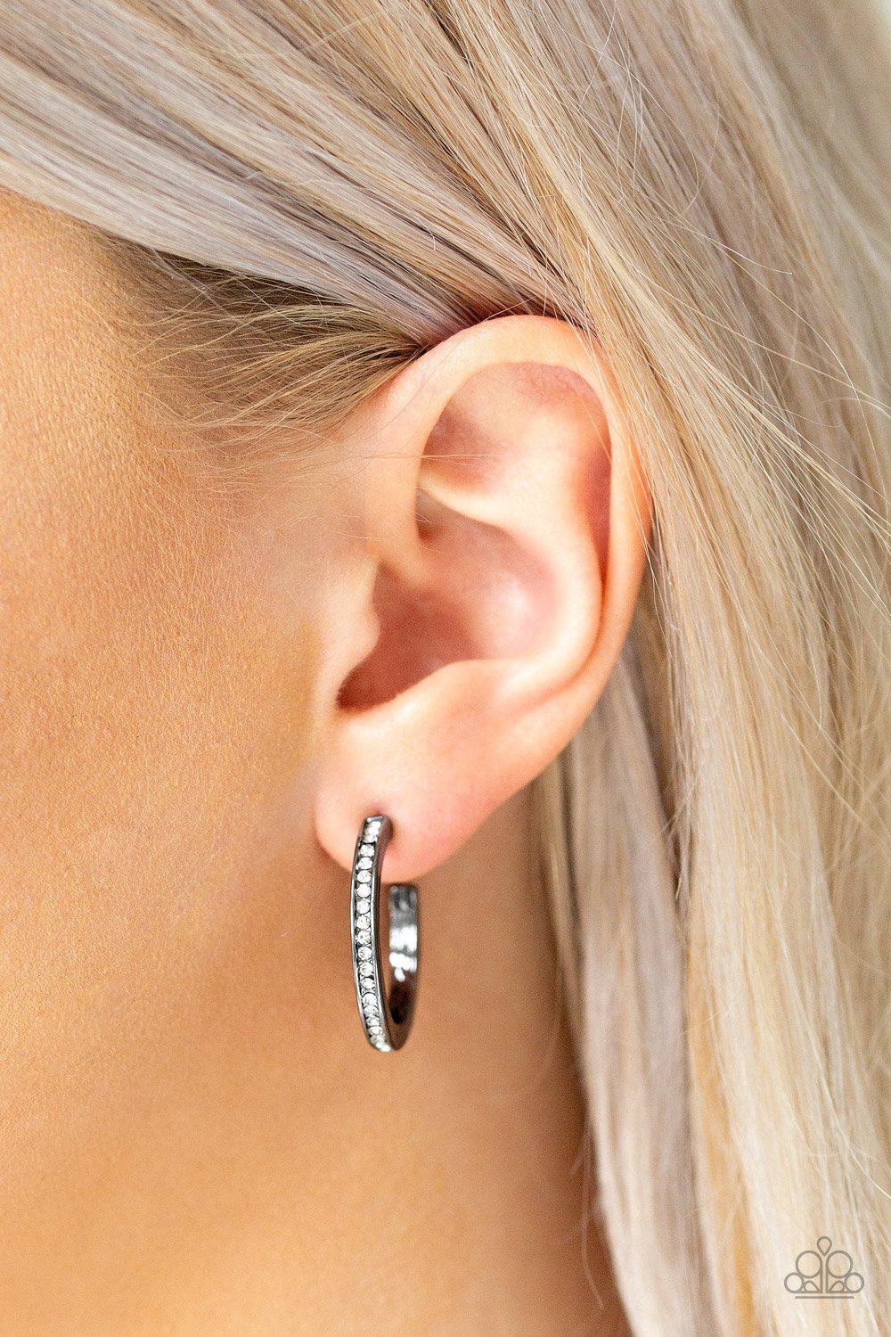 Hoop Haven Gunmetal Black Hoop Earrings - Paparazzi Accessories-CarasShop.com - $5 Jewelry by Cara Jewels