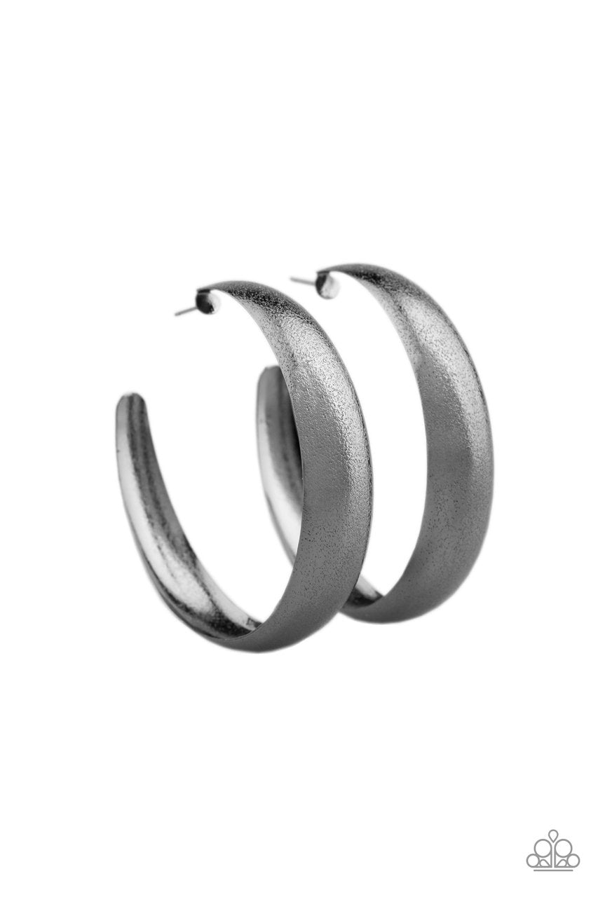 Hoops I Did It Again Gunmetal Black Hoop Earrings - Paparazzi Accessories-CarasShop.com - $5 Jewelry by Cara Jewels