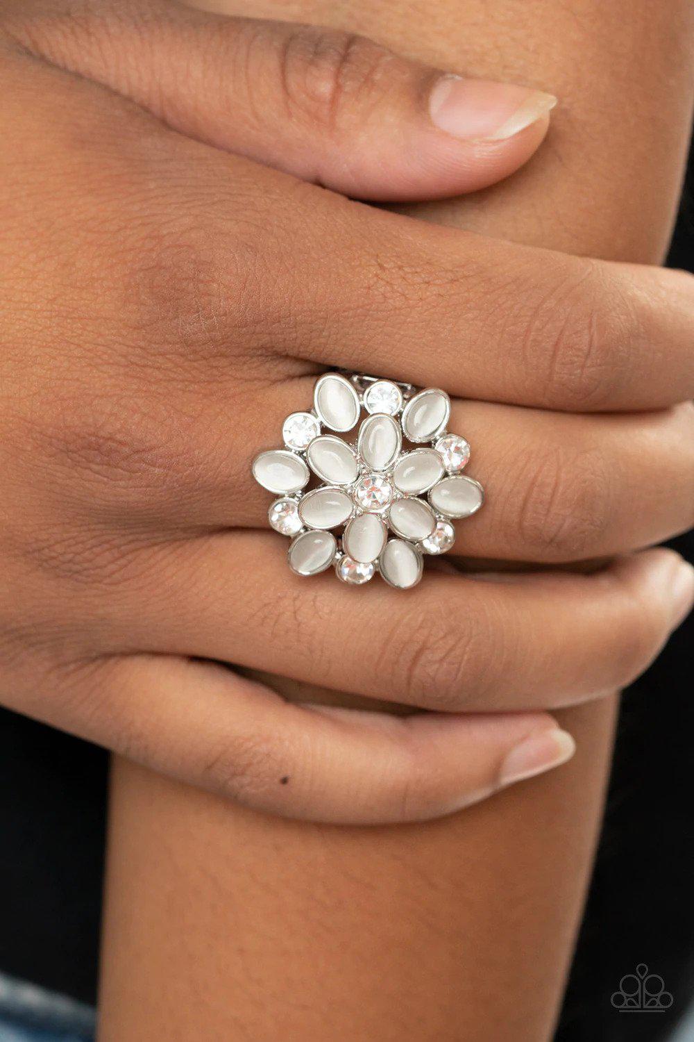 Hopes and GLEAMS White Ring - Paparazzi Accessories- on model - CarasShop.com - $5 Jewelry by Cara Jewels