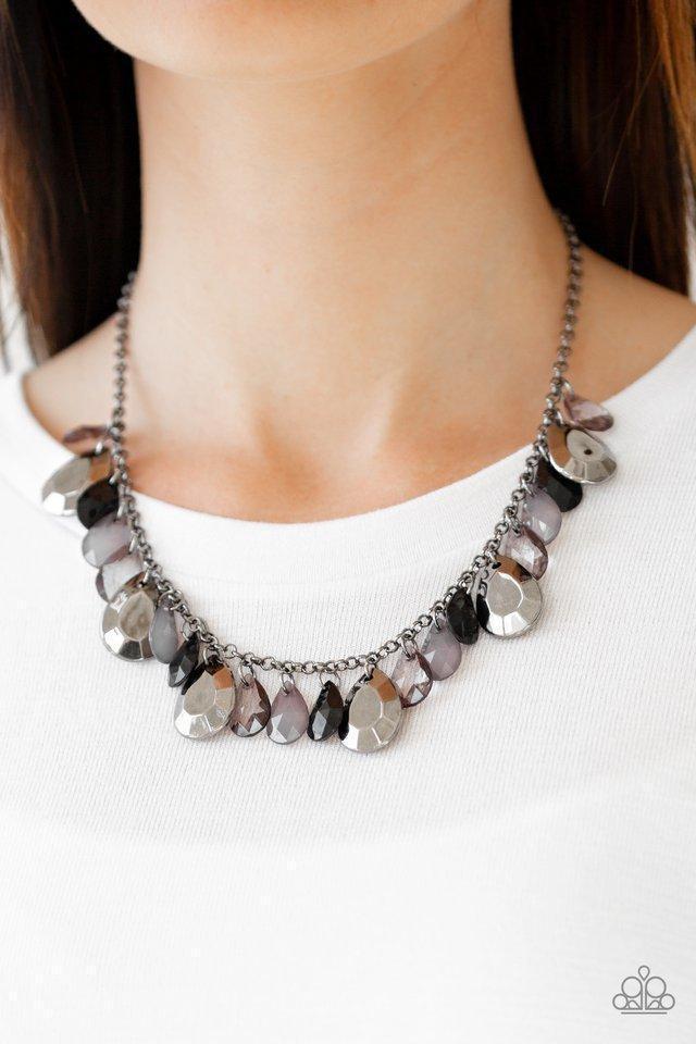 Hurricane Season Black Necklace - Paparazzi Accessories- model - CarasShop.com - $5 Jewelry by Cara Jewels